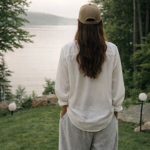 Never Fully Dressed White Miley Shirt | Size 20 | Oversized Button-Up